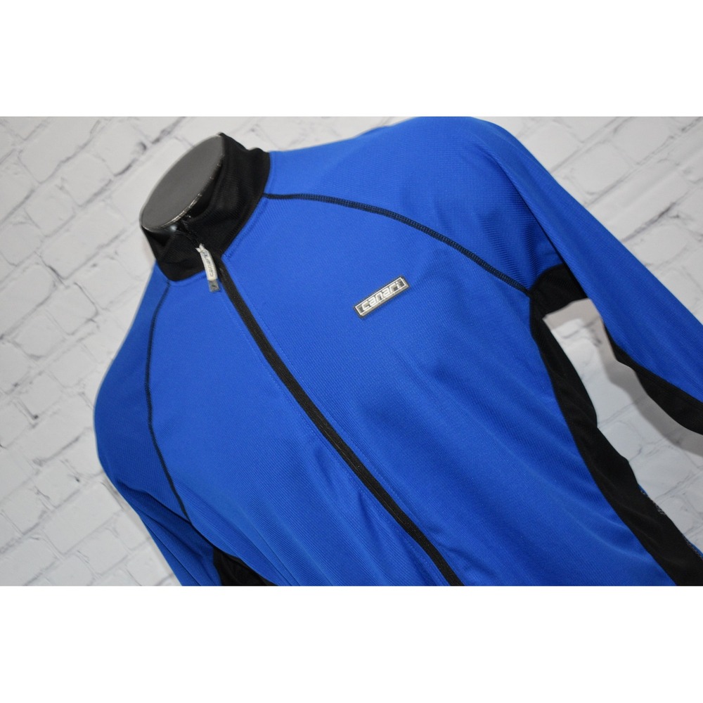Canari Cycling Jersey Mens XL Blue Black Back Pockets Full Zip Reflective Trim